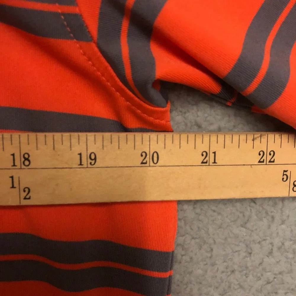 Under Armour Mens Medium HeatGear Polo Shirt Orange Gray Striped Golf Athletic